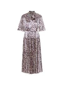 Ulla Johnson Pleated abstract-print Midi Dress | Pink | FARFETCH at Farfetch